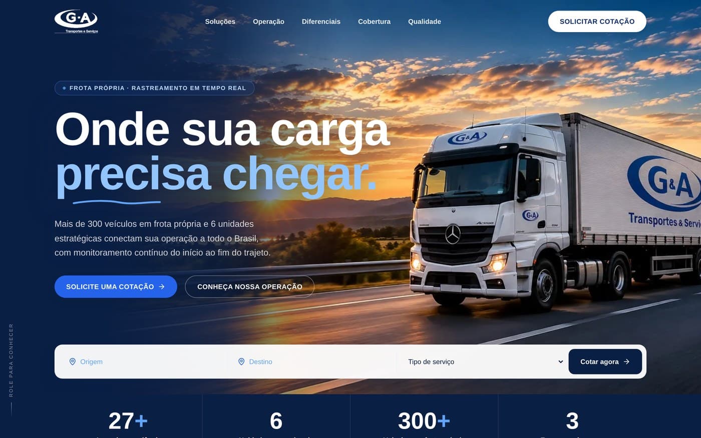 Screenshot do site GA Braslog — Site Institucional